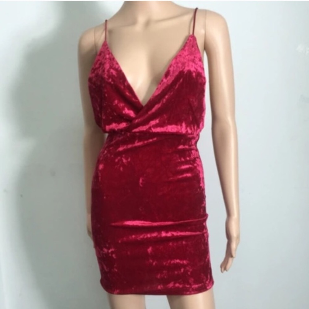 NEW! Red Velvet Mini Dress - Picture 4 of 7